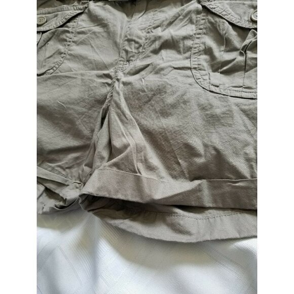 Bongo Shorts Khaki Gray Cuffed Hem Button Pockets Webbed Belt Junior Size 15 - Picture 2 of 11